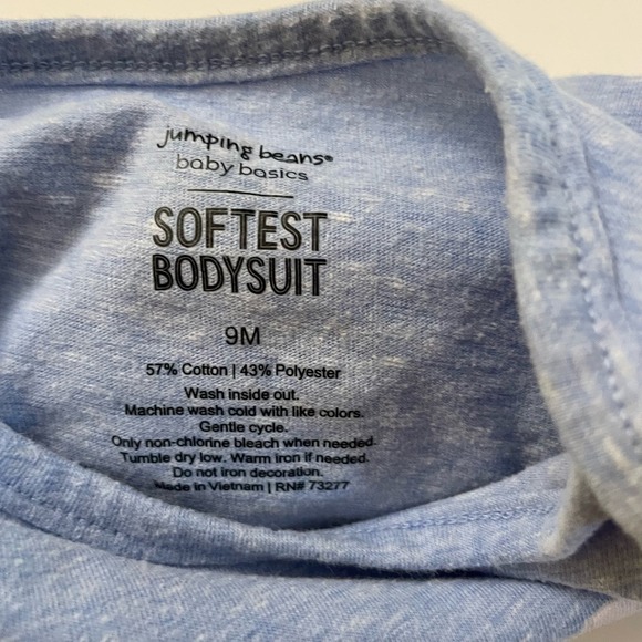 Jumping Beans Milk Belly Baby Blue Long Sleeve Bodysuit Graphic Tee Size 9 Month - Picture 5 of 5